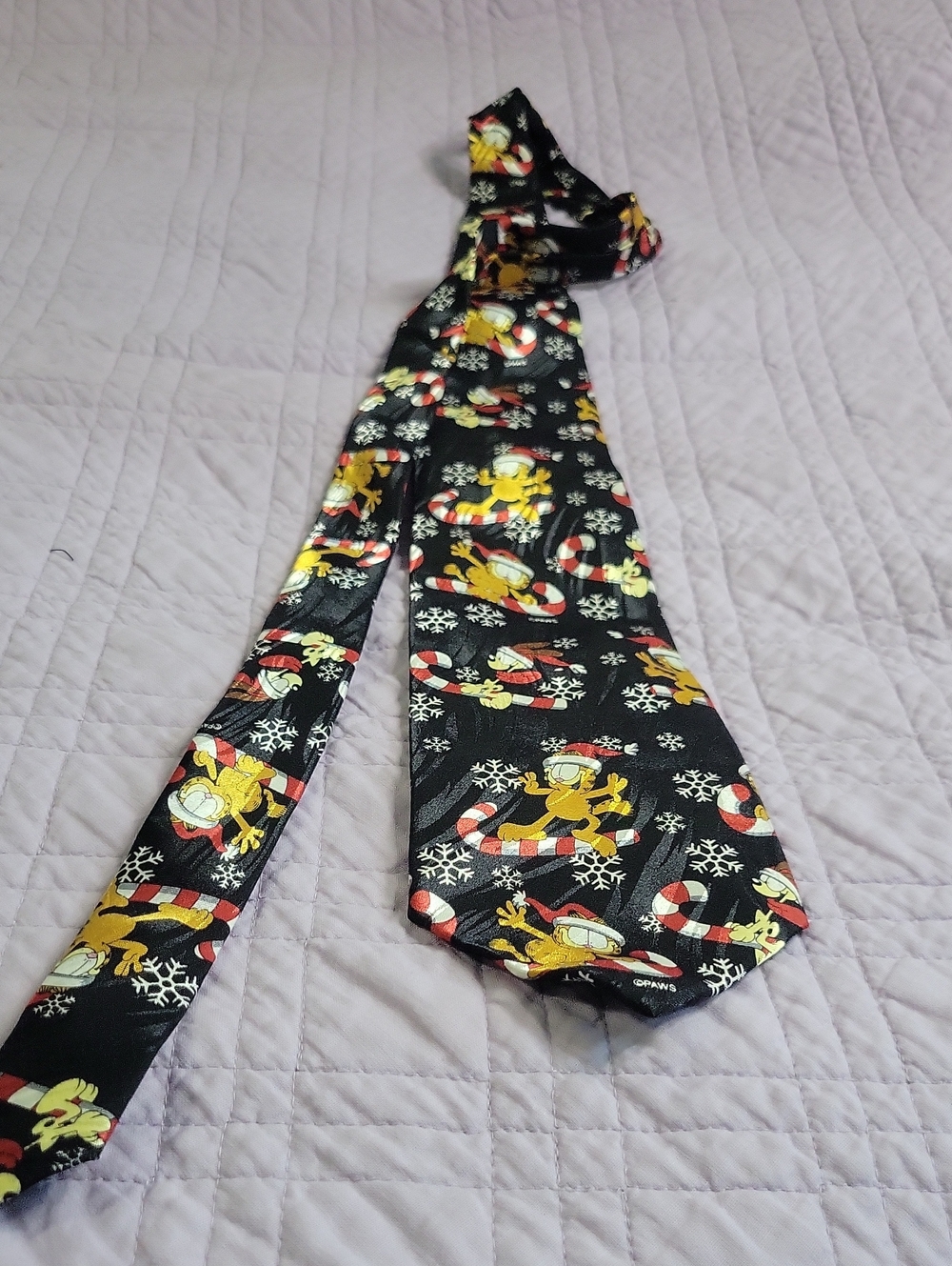 Black Holiday Tie with Garfield Print